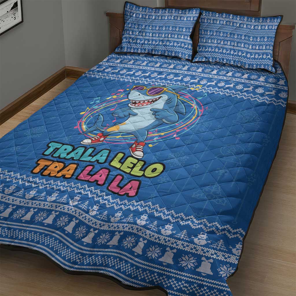 Brainrot Tralalero Tralala Shark Quilt Bed Set Christmas Funny - Wonder Print Shop