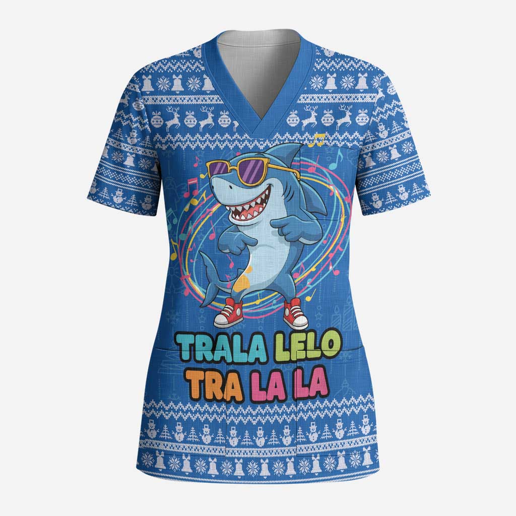 Brainrot Tralalero Tralala Shark Scrub Top Christmas Funny - Wonder Print Shop