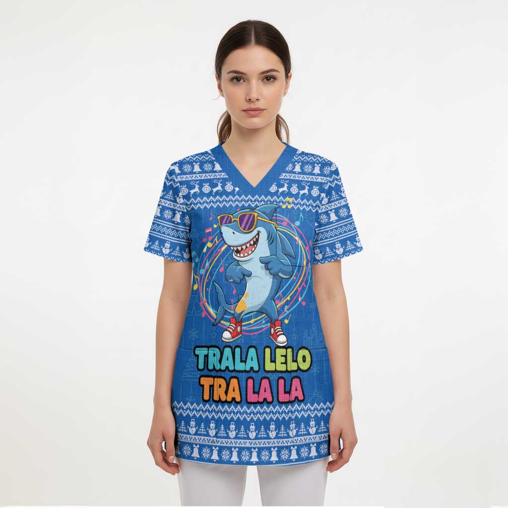 Brainrot Tralalero Tralala Shark Scrub Top Christmas Funny - Wonder Print Shop