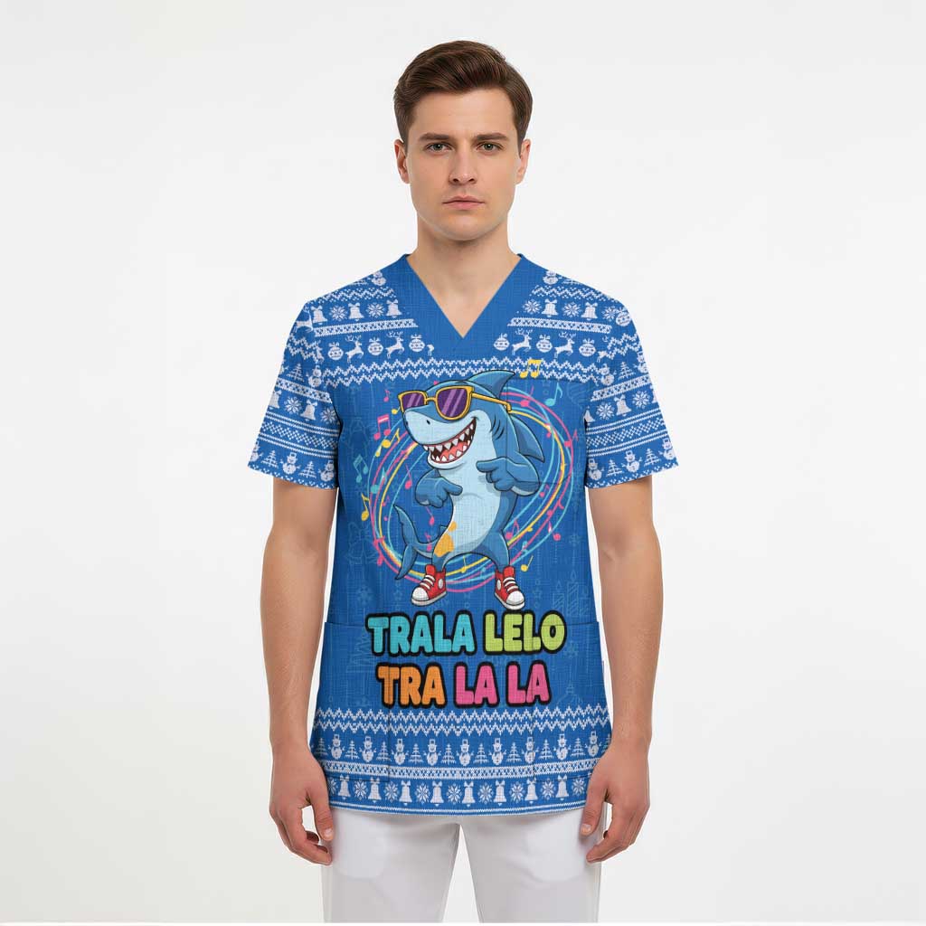 Brainrot Tralalero Tralala Shark Scrub Top Christmas Funny - Wonder Print Shop
