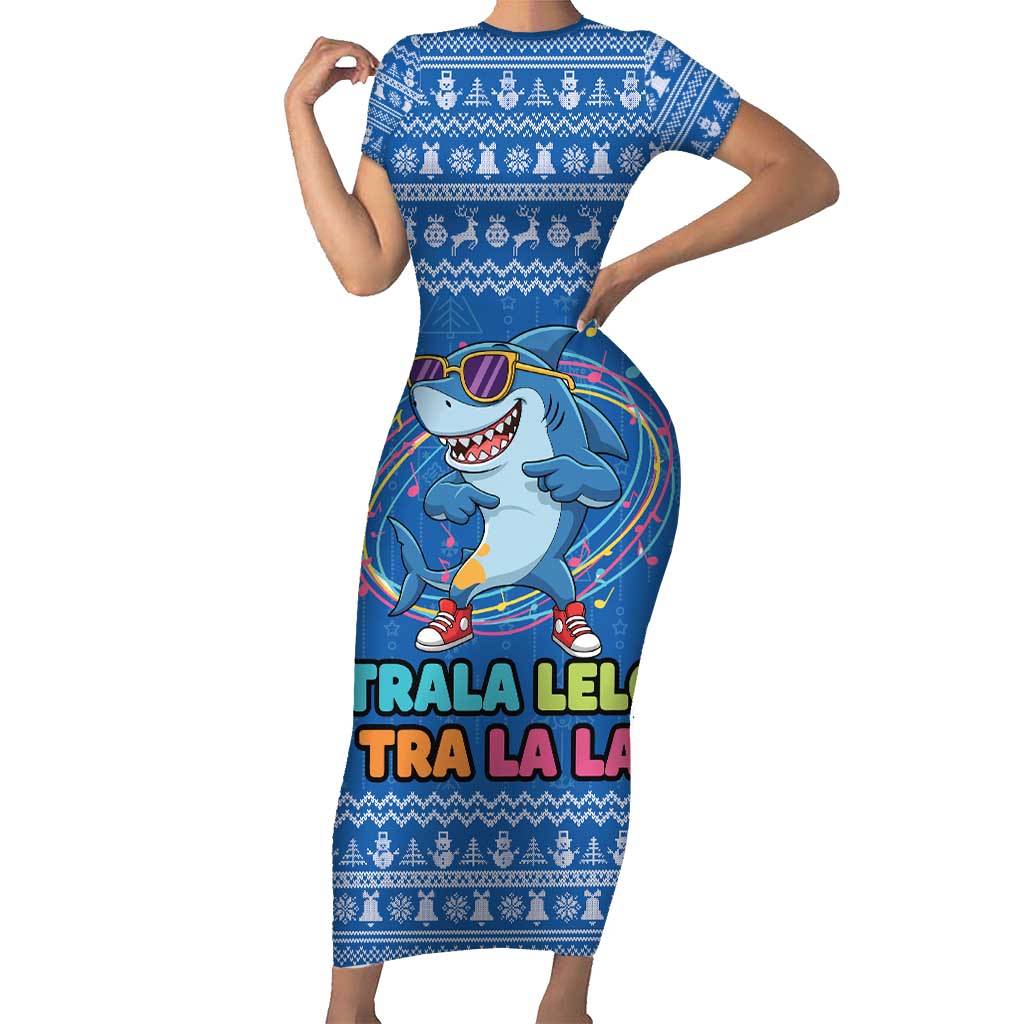 Brainrot Tralalero Tralala Shark Short Sleeve Bodycon Dress Christmas Funny - Wonder Print Shop