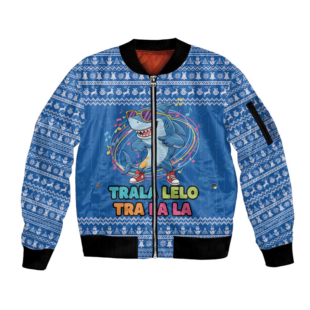 Brainrot Tralalero Tralala Shark Sleeve Zip Bomber Jacket Christmas Funny - Wonder Print Shop