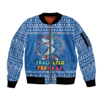 Brainrot Tralalero Tralala Shark Sleeve Zip Bomber Jacket Christmas Funny - Wonder Print Shop