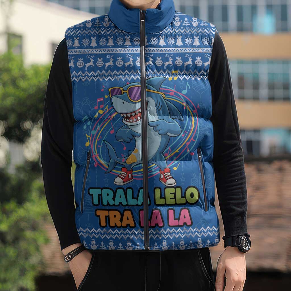 Brainrot Tralalero Tralala Shark Sleeveless Puffer Jacket Christmas Funny - Wonder Print Shop