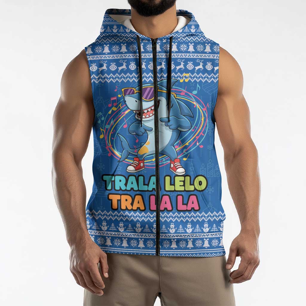 Brainrot Tralalero Tralala Shark Sleeveless Zip Hoodie Christmas Funny - Wonder Print Shop
