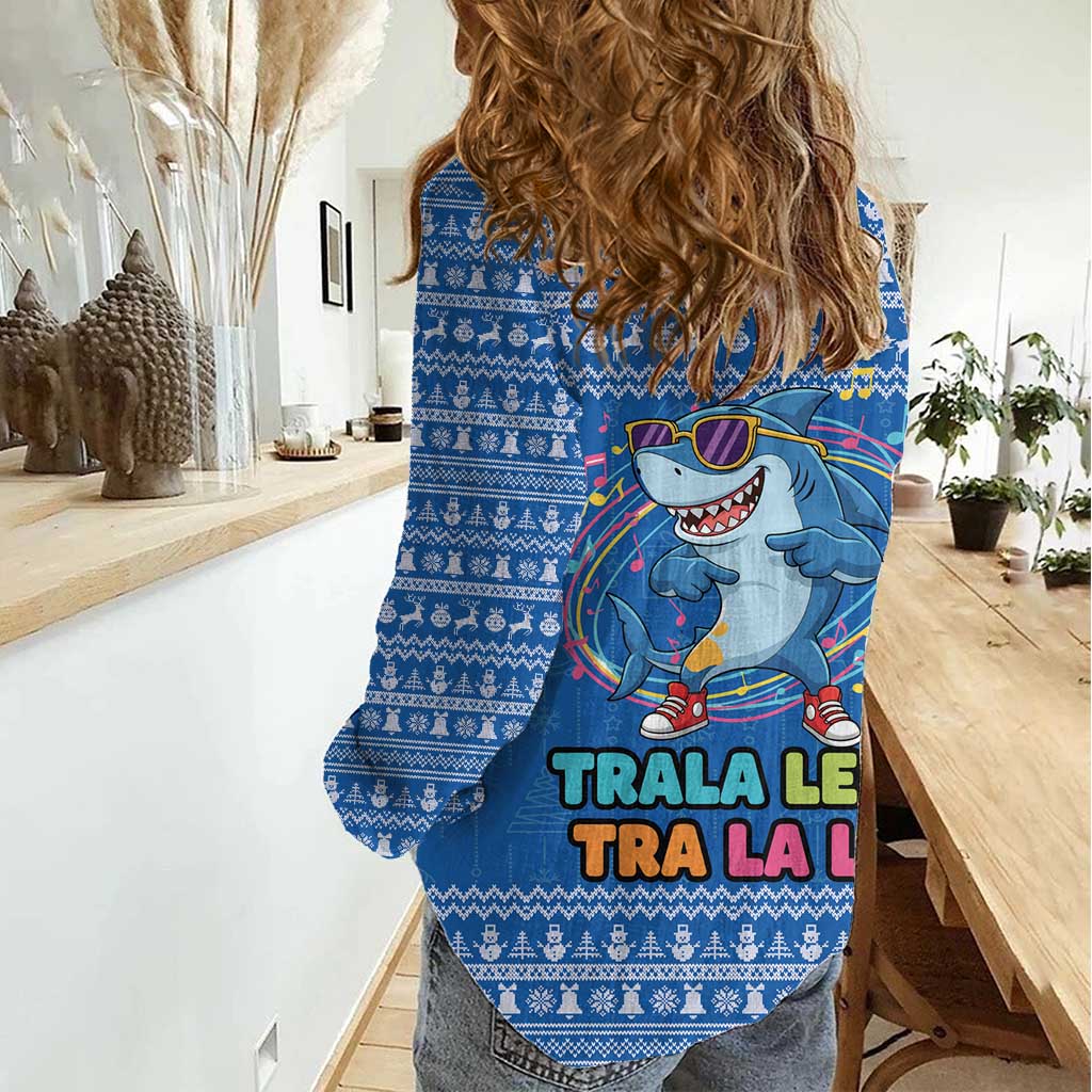 Brainrot Tralalero Tralala Shark Women Casual Shirt Christmas Funny - Wonder Print Shop