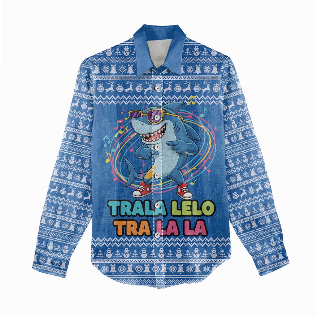 Brainrot Tralalero Tralala Shark Women Casual Shirt Christmas Funny - Wonder Print Shop