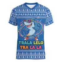 Brainrot Tralalero Tralala Shark Women V-Neck T-Shirt Christmas Funny - Wonder Print Shop