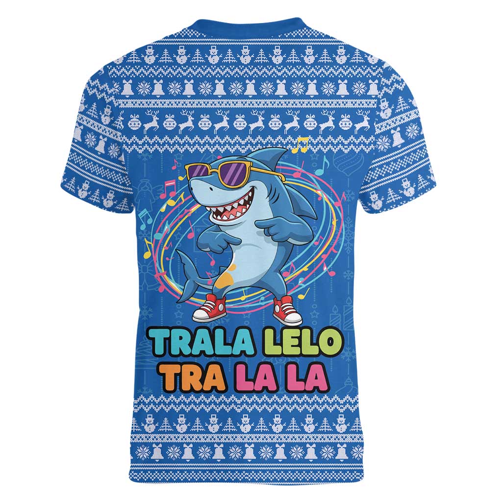 Brainrot Tralalero Tralala Shark Women V-Neck T-Shirt Christmas Funny - Wonder Print Shop