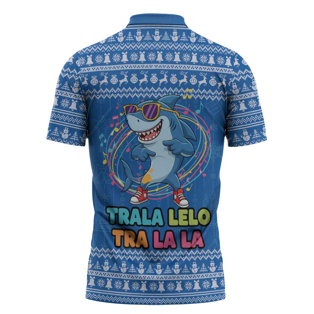 Brainrot Tralalero Tralala Shark Zipper Polo Shirt Christmas Funny - Wonder Print Shop