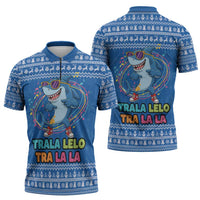 Brainrot Tralalero Tralala Shark Zipper Polo Shirt Christmas Funny - Wonder Print Shop