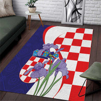 Croatia Hrvatska Checkerboard Area Rug Coat Of Arms With Iris Croatica