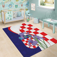 Croatia Hrvatska Checkerboard Area Rug Coat Of Arms With Iris Croatica
