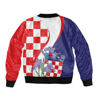 Croatia Hrvatska Checkerboard Bomber Jacket Coat Of Arms With Iris Croatica