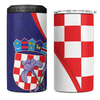Croatia Hrvatska Checkerboard 4 in 1 Can Cooler Tumbler Coat Of Arms With Iris Croatica