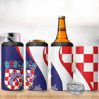 Croatia Hrvatska Checkerboard 4 in 1 Can Cooler Tumbler Coat Of Arms With Iris Croatica