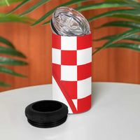Croatia Hrvatska Checkerboard 4 in 1 Can Cooler Tumbler Coat Of Arms With Iris Croatica