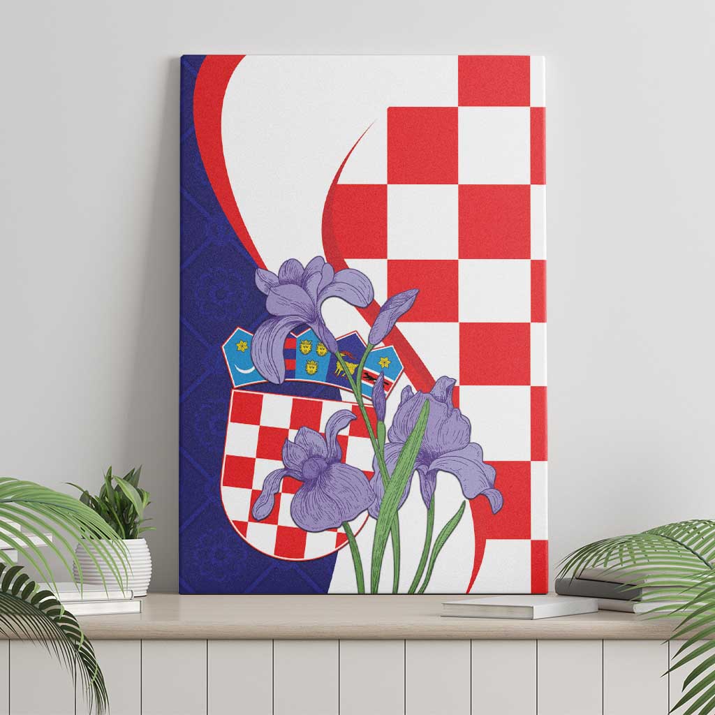 Croatia Hrvatska Checkerboard Canvas Wall Art Coat Of Arms With Iris Croatica