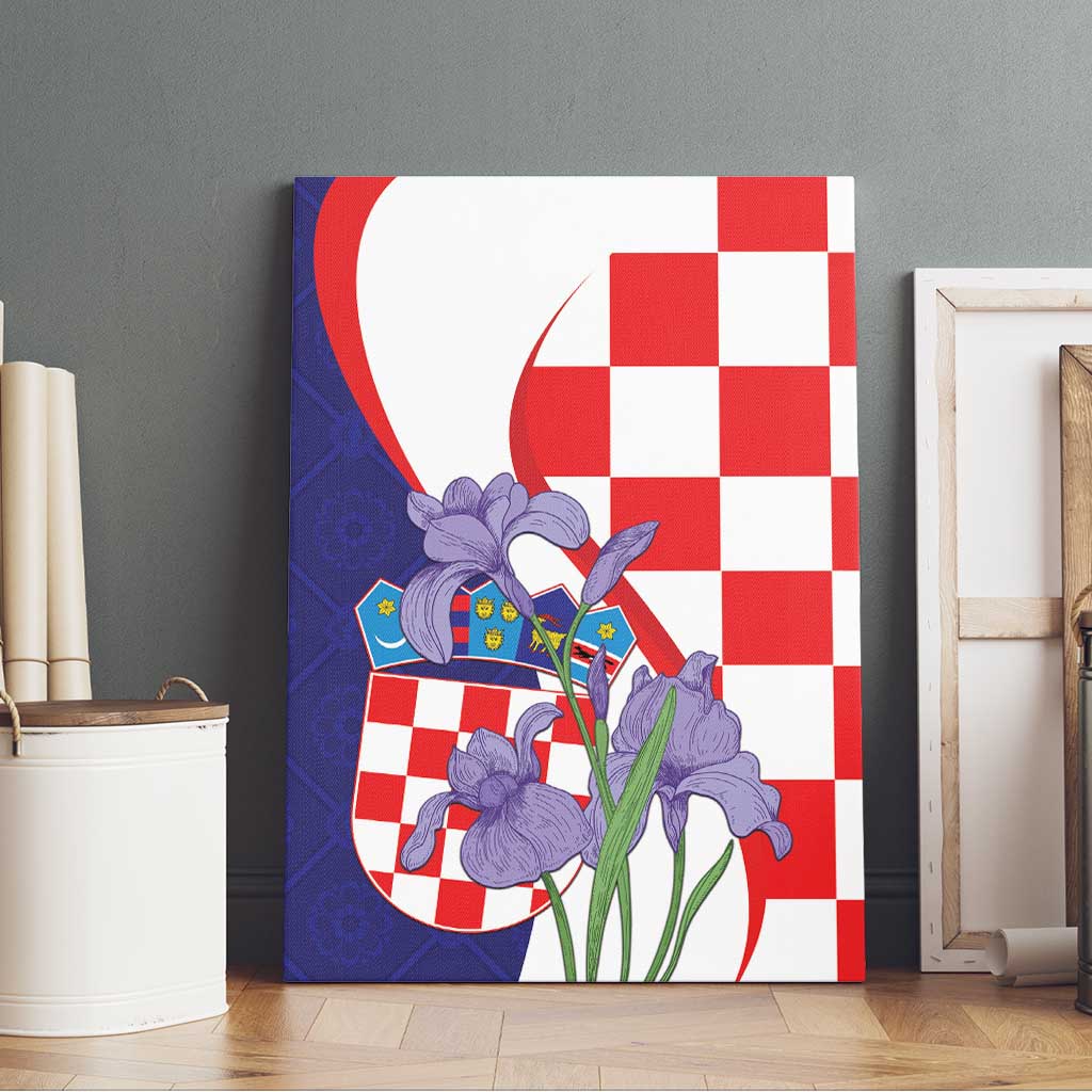 Croatia Hrvatska Checkerboard Canvas Wall Art Coat Of Arms With Iris Croatica