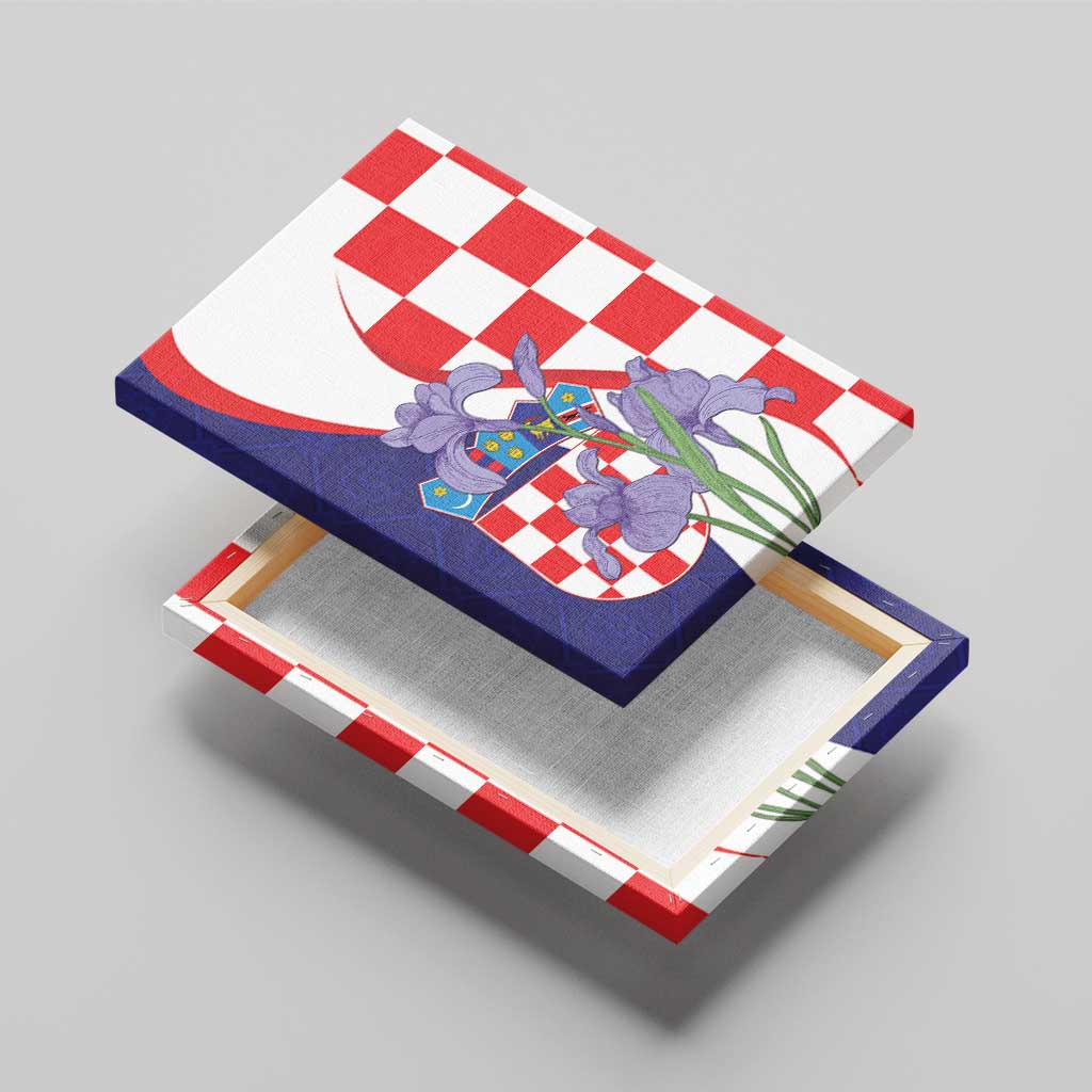Croatia Hrvatska Checkerboard Canvas Wall Art Coat Of Arms With Iris Croatica