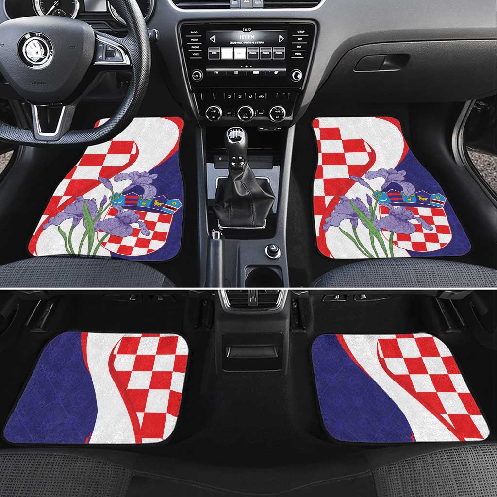 Croatia Hrvatska Checkerboard Car Mats Coat Of Arms With Iris Croatica