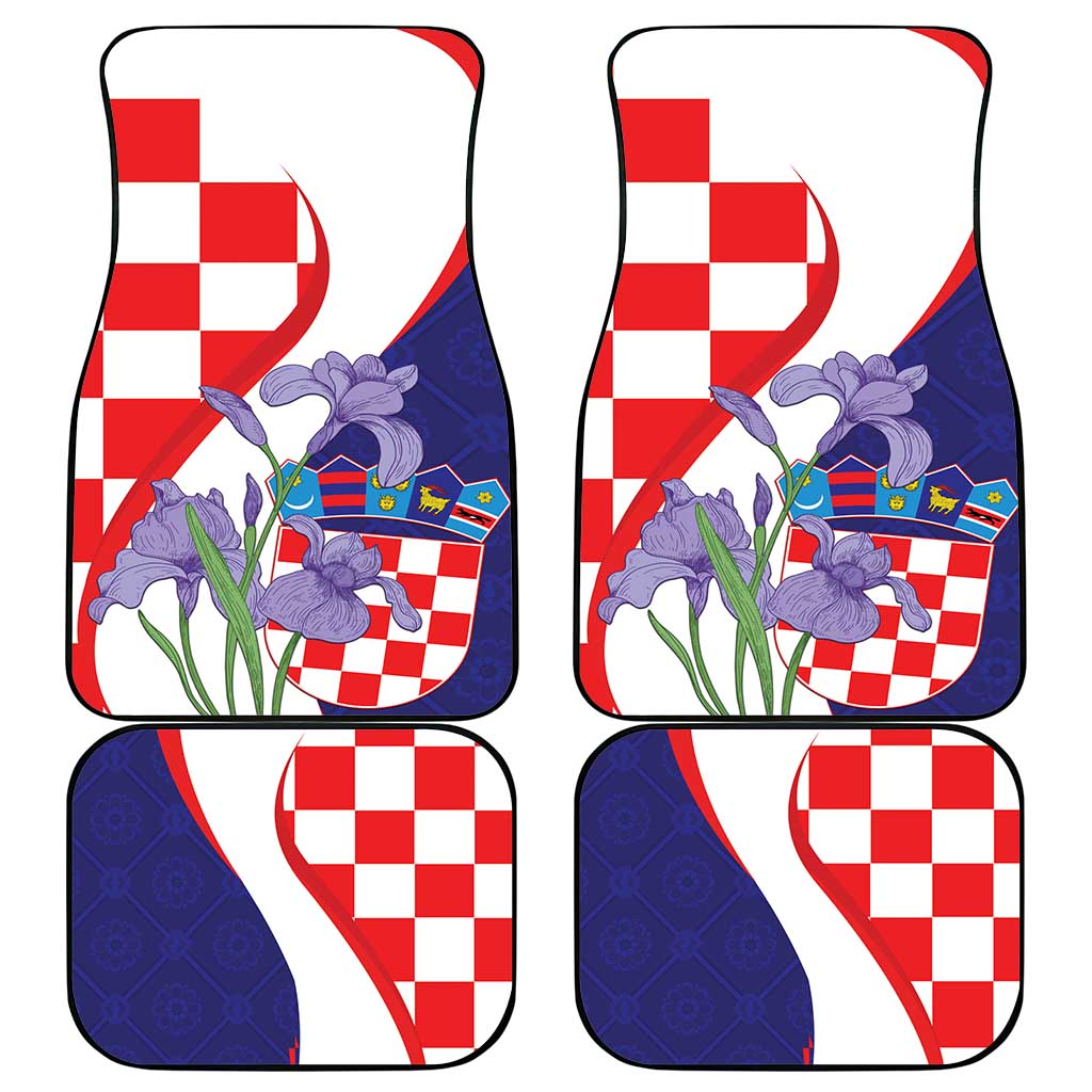 Croatia Hrvatska Checkerboard Car Mats Coat Of Arms With Iris Croatica