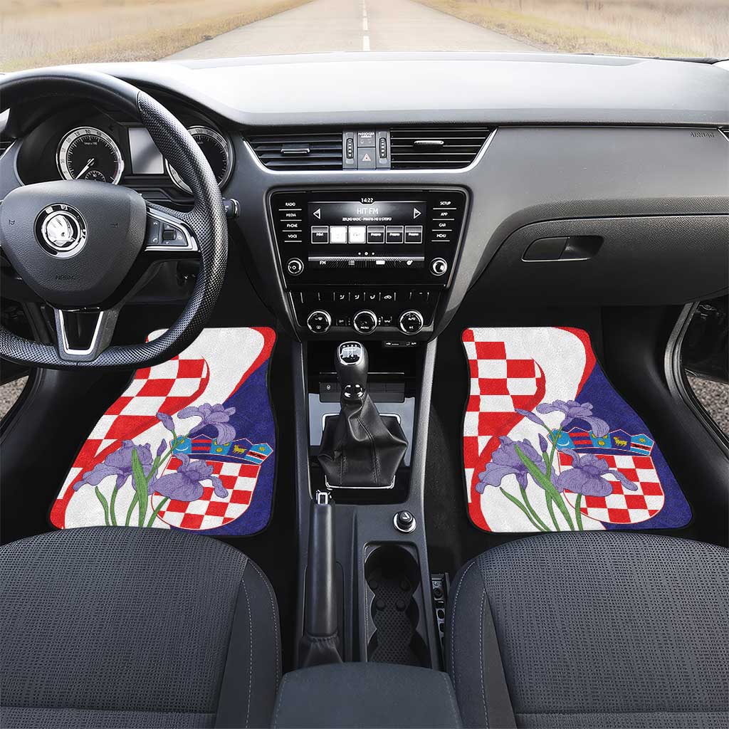 Croatia Hrvatska Checkerboard Car Mats Coat Of Arms With Iris Croatica
