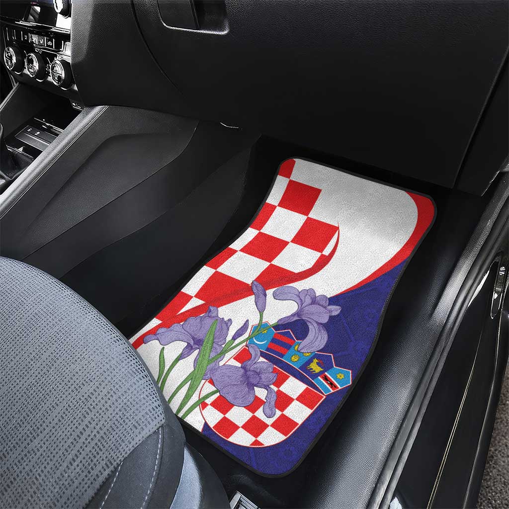 Croatia Hrvatska Checkerboard Car Mats Coat Of Arms With Iris Croatica