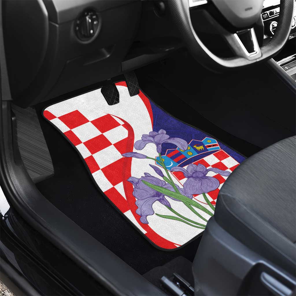 Croatia Hrvatska Checkerboard Car Mats Coat Of Arms With Iris Croatica