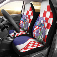 Croatia Hrvatska Checkerboard Car Seat Cover Coat Of Arms With Iris Croatica