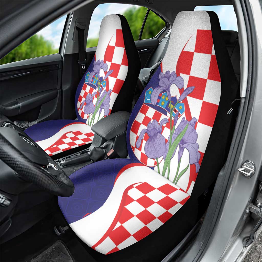 Croatia Hrvatska Checkerboard Car Seat Cover Coat Of Arms With Iris Croatica