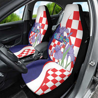 Croatia Hrvatska Checkerboard Car Seat Cover Coat Of Arms With Iris Croatica