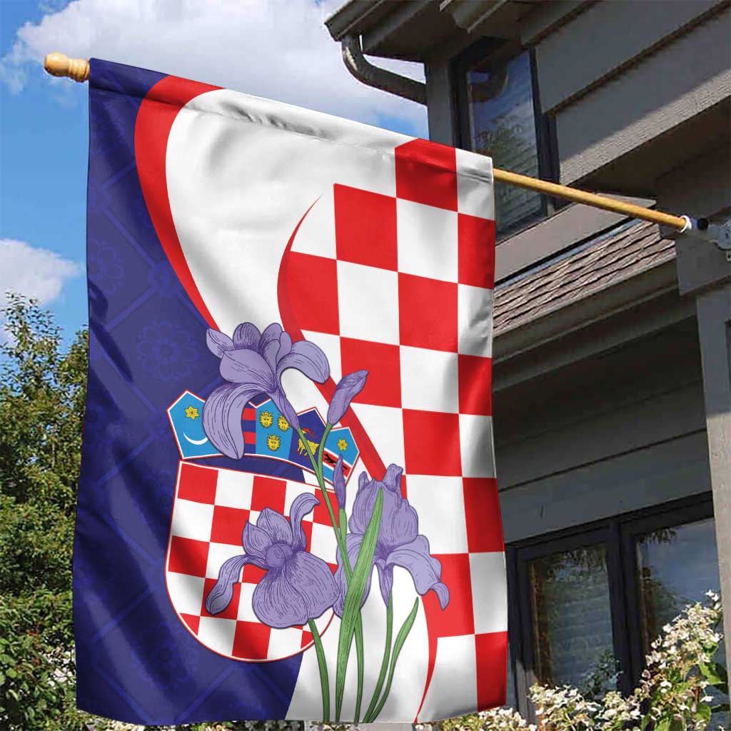 Croatia Hrvatska Checkerboard Garden Flag Coat Of Arms With Iris Croatica
