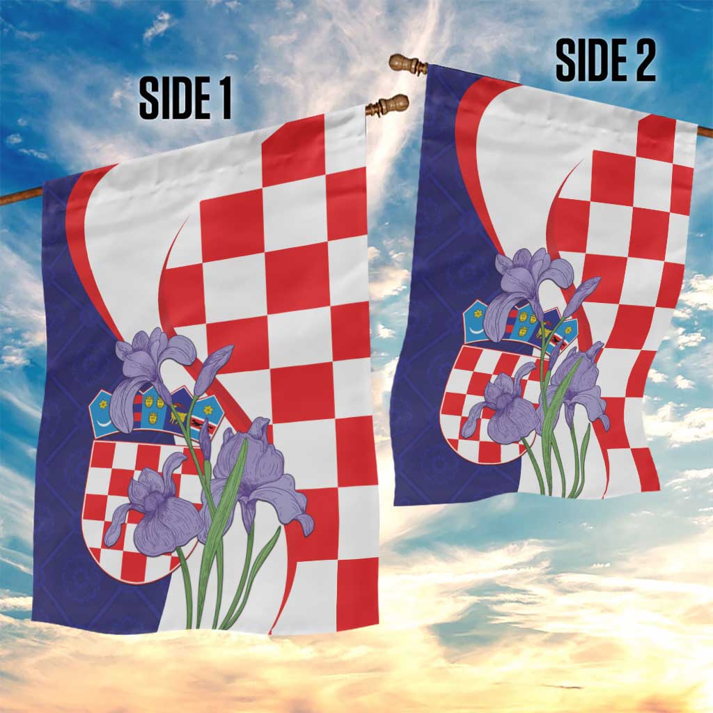 Croatia Hrvatska Checkerboard Garden Flag Coat Of Arms With Iris Croatica