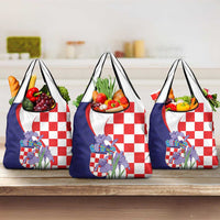Croatia Hrvatska Checkerboard Grocery Bag Coat Of Arms With Iris Croatica