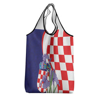 Croatia Hrvatska Checkerboard Grocery Bag Coat Of Arms With Iris Croatica