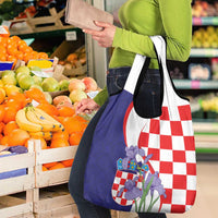 Croatia Hrvatska Checkerboard Grocery Bag Coat Of Arms With Iris Croatica