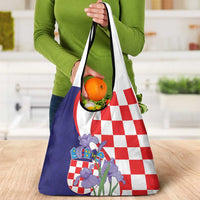 Croatia Hrvatska Checkerboard Grocery Bag Coat Of Arms With Iris Croatica