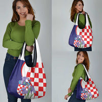 Croatia Hrvatska Checkerboard Grocery Bag Coat Of Arms With Iris Croatica