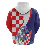 Croatia Hrvatska Checkerboard Hoodie Coat Of Arms With Iris Croatica
