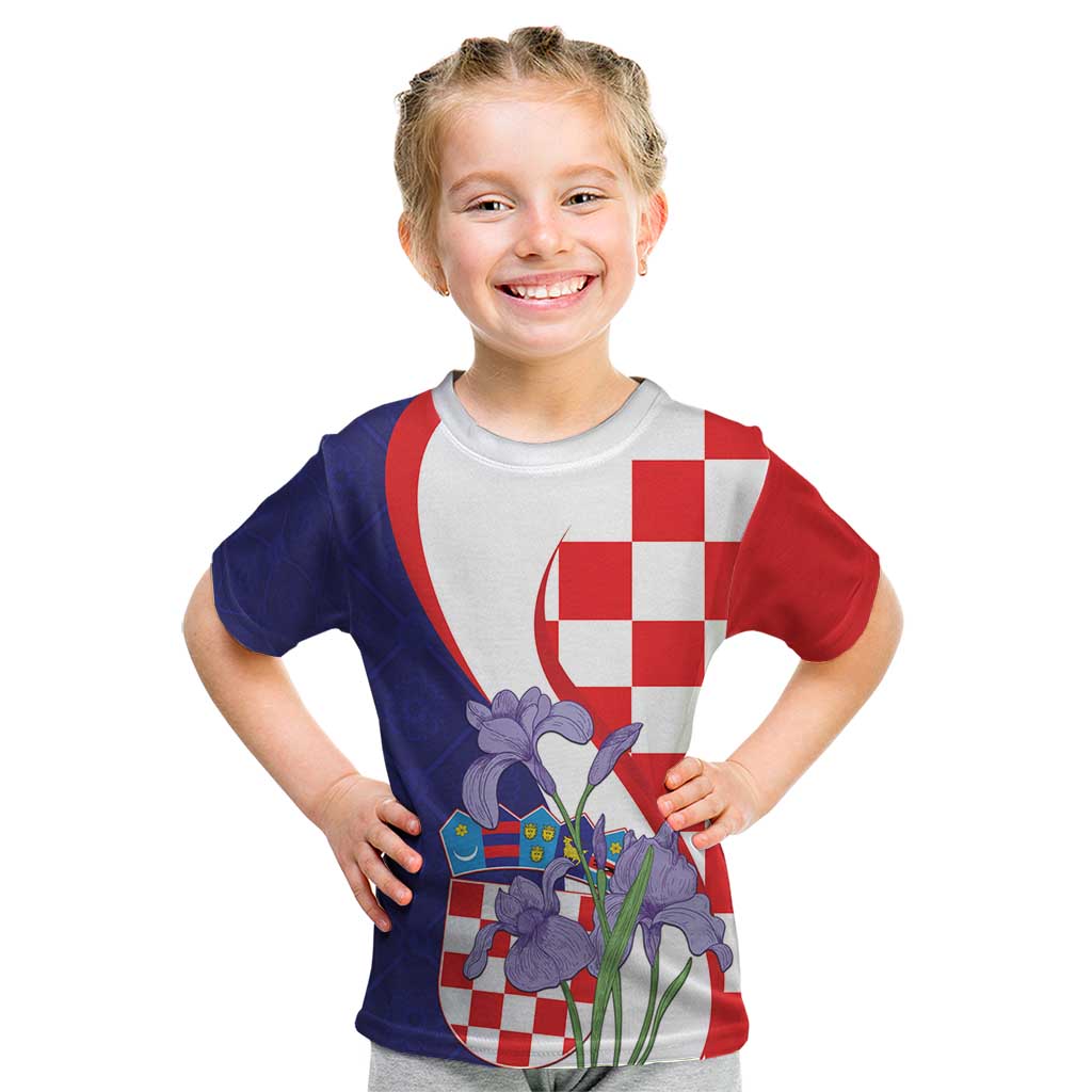 Croatia Hrvatska Checkerboard Kid T Shirt Coat Of Arms With Iris Croatica