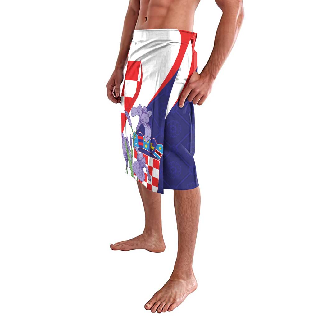 Croatia Hrvatska Checkerboard Lavalava Coat Of Arms With Iris Croatica