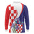 Croatia Hrvatska Checkerboard Long Sleeve Polo Shirt Coat Of Arms With Iris Croatica