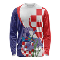 Croatia Hrvatska Checkerboard Long Sleeve Shirt Coat Of Arms With Iris Croatica