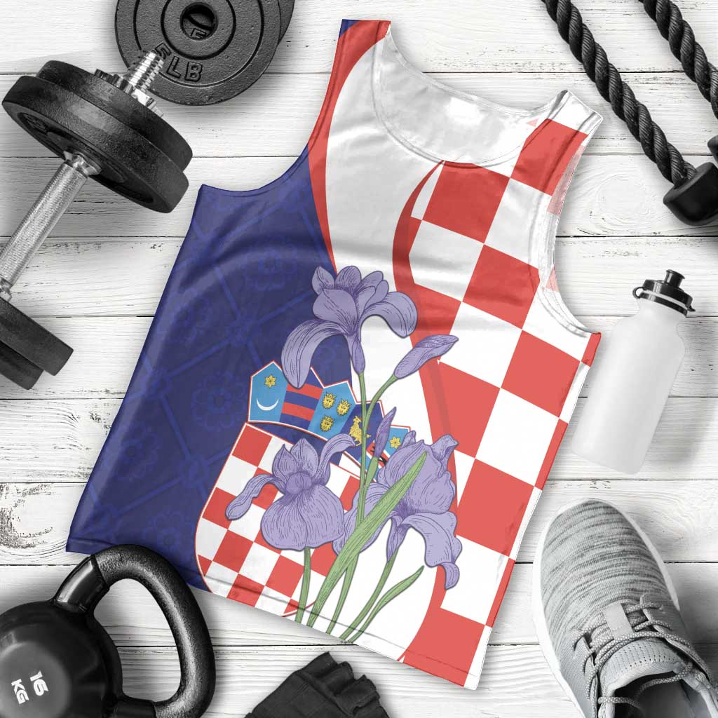 Croatia Hrvatska Checkerboard Men Tank Top Coat Of Arms With Iris Croatica