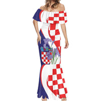 Croatia Hrvatska Checkerboard Mermaid Dress Coat Of Arms With Iris Croatica