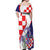 Croatia Hrvatska Checkerboard Off Shoulder Maxi Dress Coat Of Arms With Iris Croatica