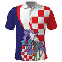 Croatia Hrvatska Checkerboard Polo Shirt Coat Of Arms With Iris Croatica