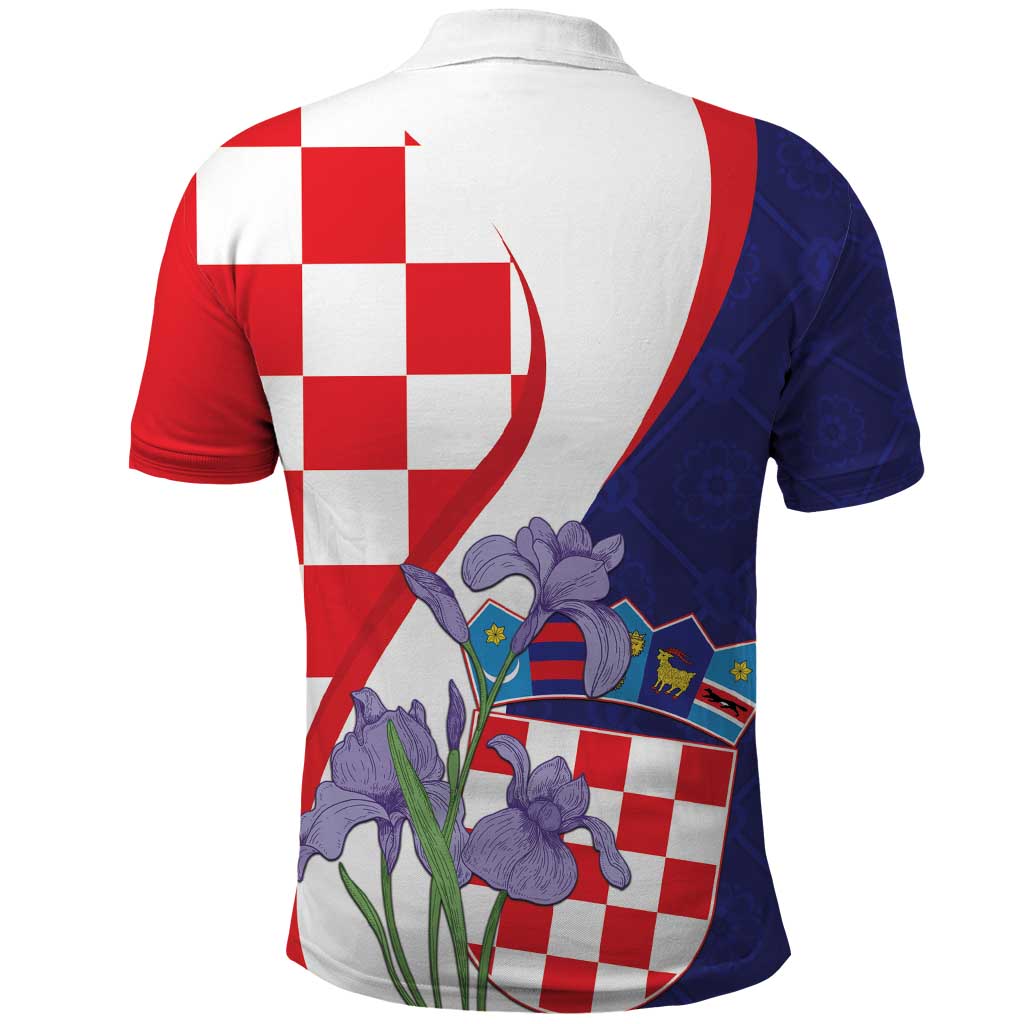 Croatia Hrvatska Checkerboard Polo Shirt Coat Of Arms With Iris Croatica