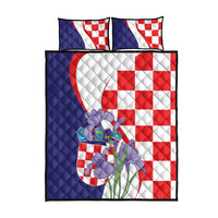 Croatia Hrvatska Checkerboard Quilt Bed Set Coat Of Arms With Iris Croatica